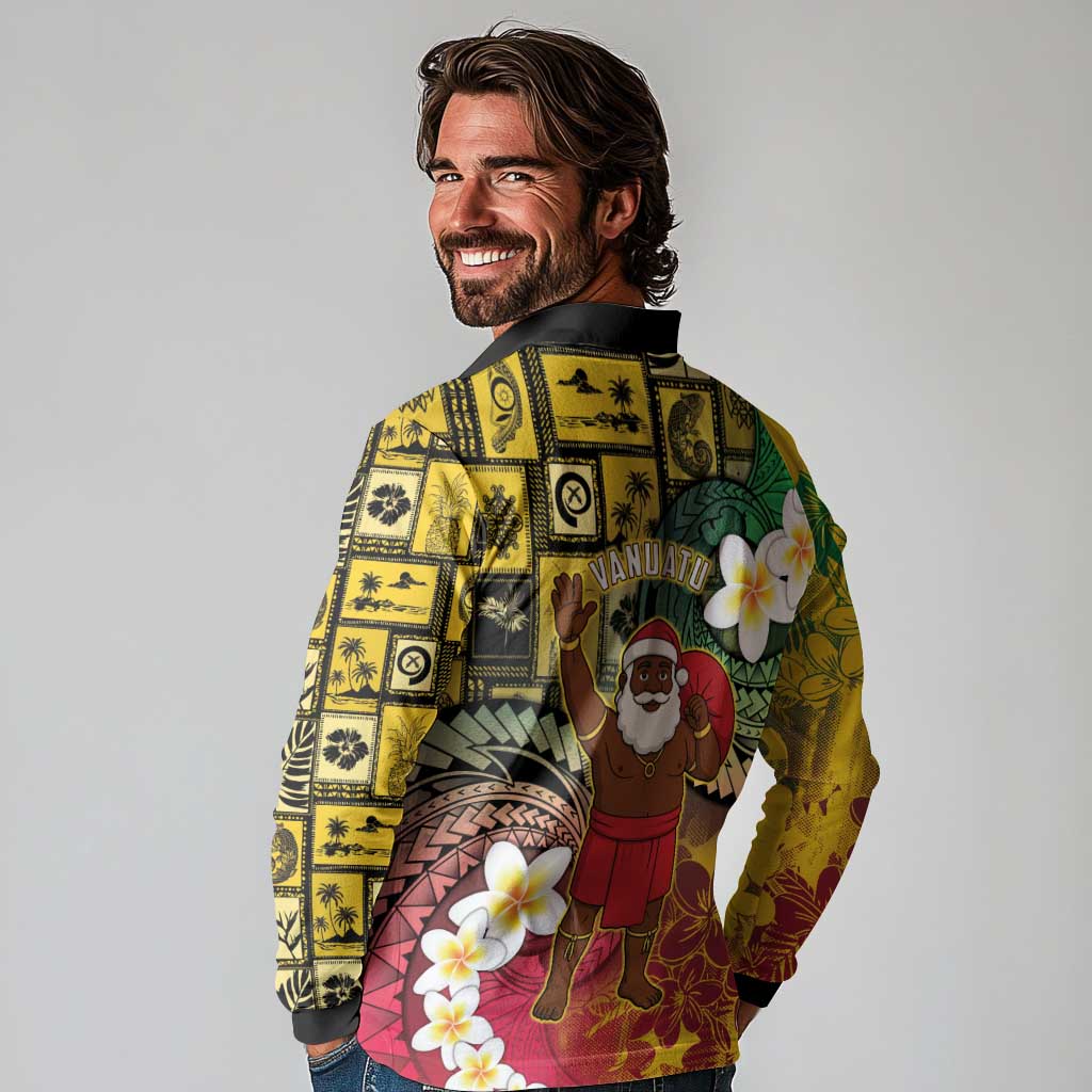 Vanuatu Christmas Long Sleeve Polo Shirt Ni-Van Santa Retro Style LT05 - Polynesian Pride