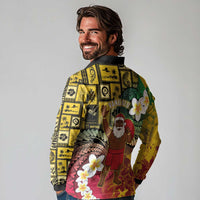 Vanuatu Christmas Long Sleeve Polo Shirt Ni-Van Santa Retro Style LT05 - Polynesian Pride