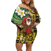 Vanuatu Christmas Off Shoulder Short Dress Ni-Van Santa Retro Style LT05 Women Colorful - Polynesian Pride