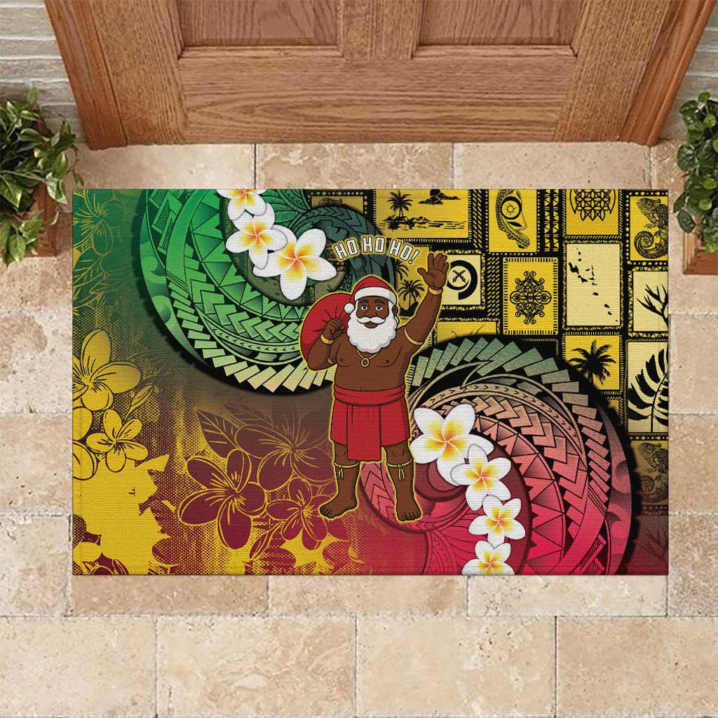 Vanuatu Christmas Rubber Doormat Ni-Van Santa Retro Style LT05 Colorful - Polynesian Pride