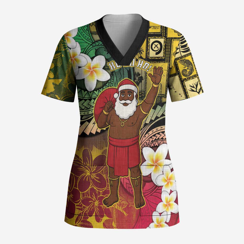 Vanuatu Christmas Scrub Top Ni-Van Santa Retro Style LT05 Adult Colorful - Polynesian Pride