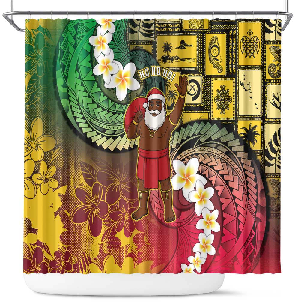 Vanuatu Christmas Shower Curtain Ni-Van Santa Retro Style LT05 Colorful - Polynesian Pride