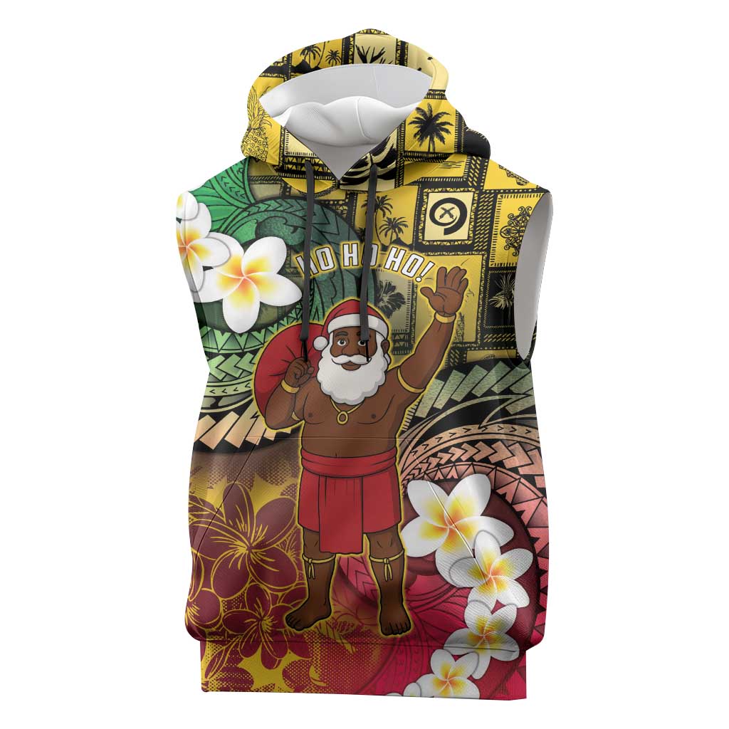 Vanuatu Christmas Sleeveless Hoodie Ni-Van Santa Retro Style LT05 Colorful - Polynesian Pride