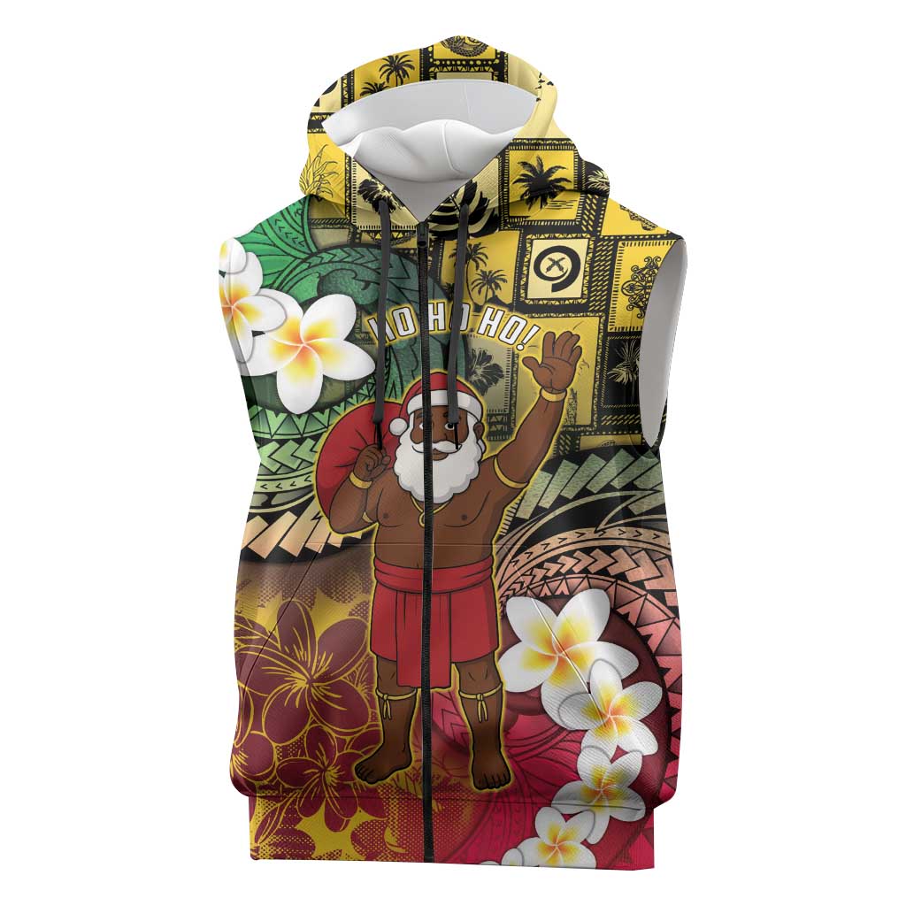Vanuatu Christmas Sleeveless Zip Hoodie Ni-Van Santa Retro Style LT05 Colorful - Polynesian Pride