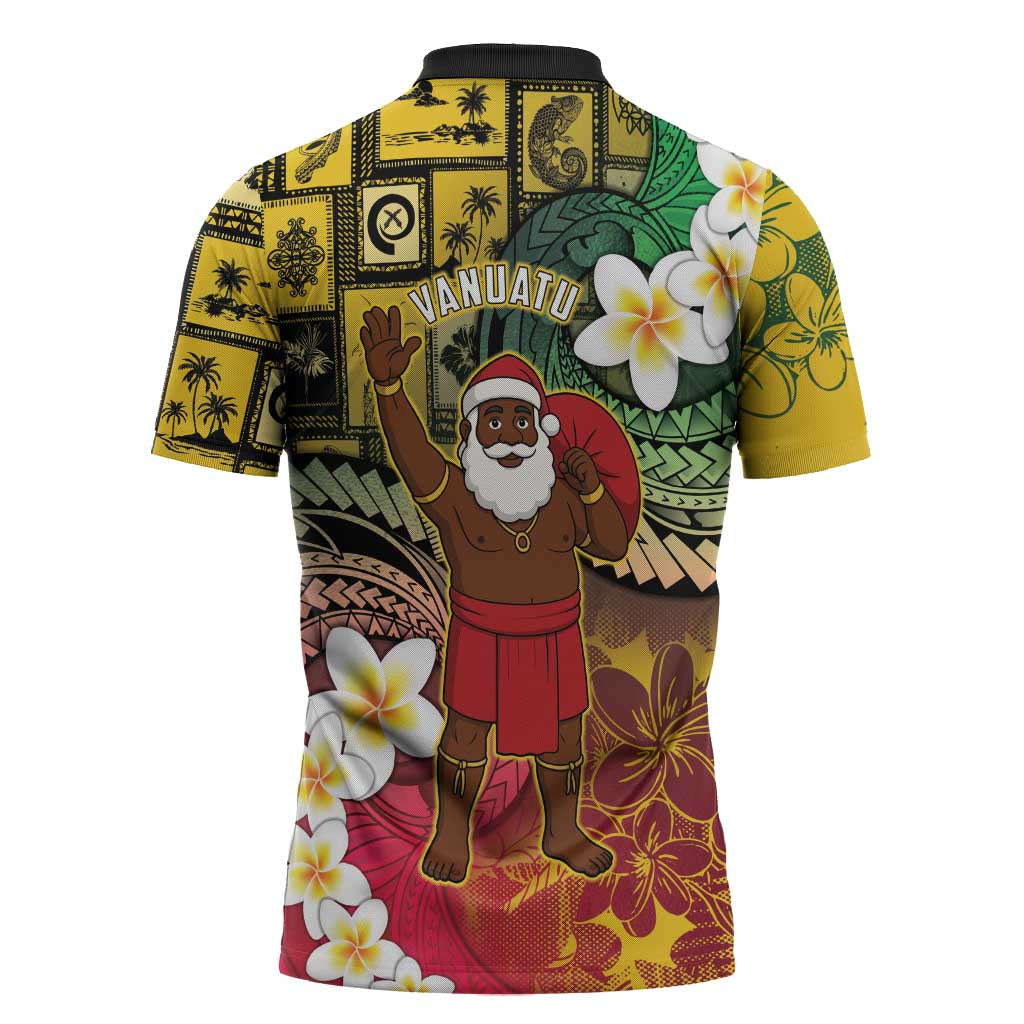Vanuatu Christmas Zipper Polo Shirt Ni-Van Santa Retro Style LT05 - Polynesian Pride