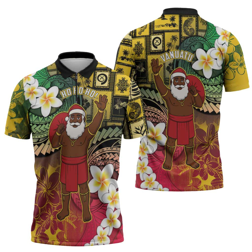Vanuatu Christmas Zipper Polo Shirt Ni-Van Santa Retro Style LT05 - Polynesian Pride