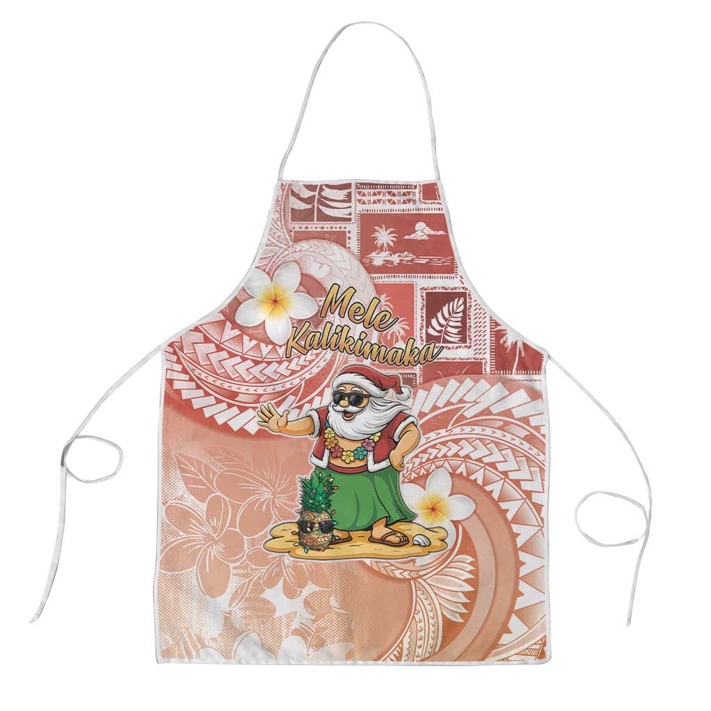 Hawaii Mele Kalikimaka Apron Hula Santa Retro Style Red LT05 Red - Polynesian Pride