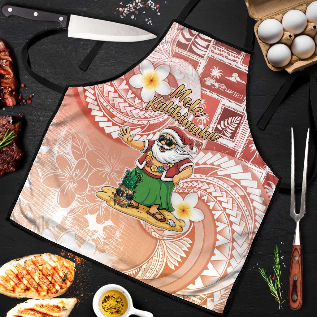 Hawaii Mele Kalikimaka Apron Hula Santa Retro Style Red LT05 Red - Polynesian Pride