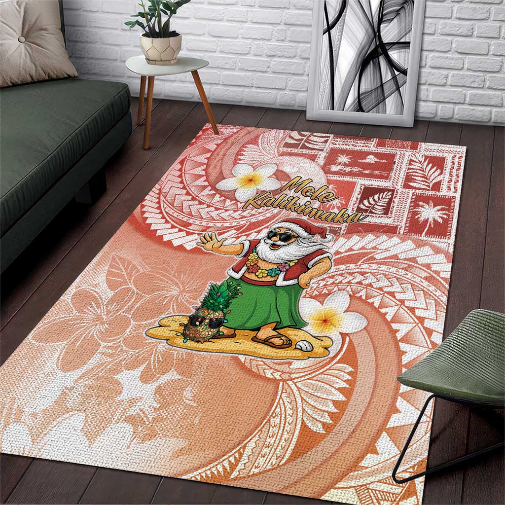 Hawaii Mele Kalikimaka Area Rug Hula Santa Retro Style Red LT05 Red - Polynesian Pride