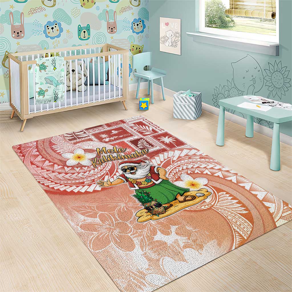 Hawaii Mele Kalikimaka Area Rug Hula Santa Retro Style Red LT05 - Polynesian Pride