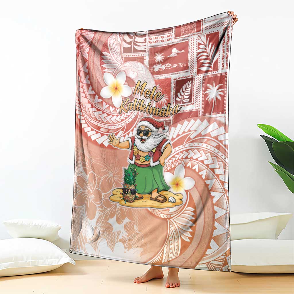 Hawaii Mele Kalikimaka Blanket Hula Santa Retro Style Red LT05 - Polynesian Pride