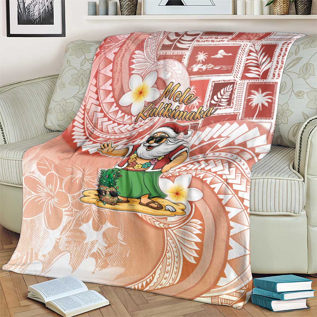 Hawaii Mele Kalikimaka Blanket Hula Santa Retro Style Red LT05 - Polynesian Pride