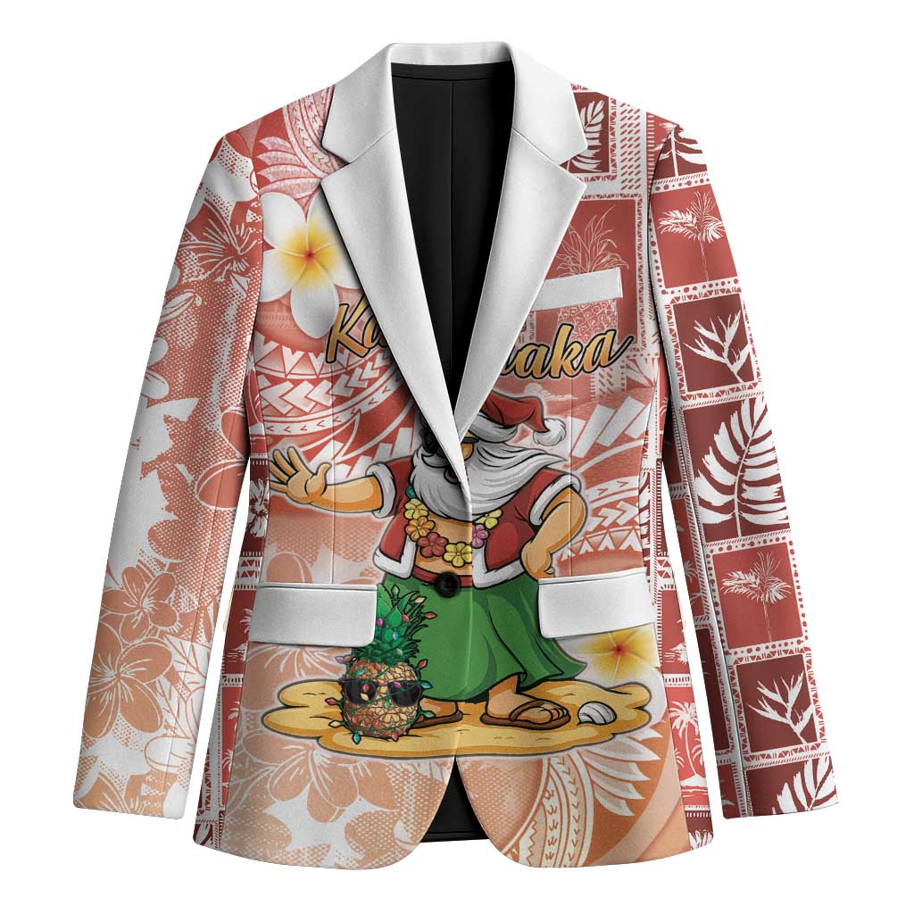 Hawaii Mele Kalikimaka Blazer Hula Santa Retro Style Red LT05 Unisex Red - Polynesian Pride