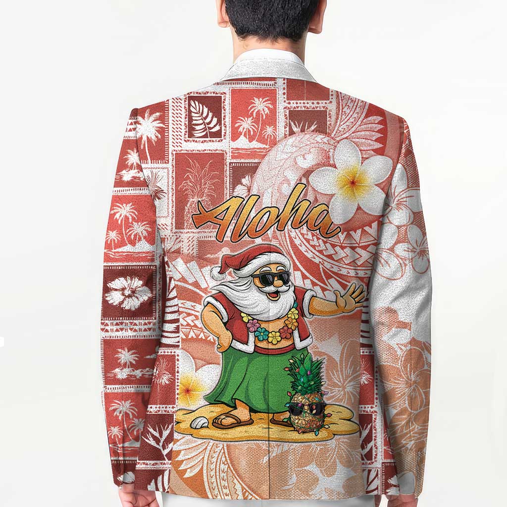 Hawaii Mele Kalikimaka Blazer Hula Santa Retro Style Red LT05 - Polynesian Pride