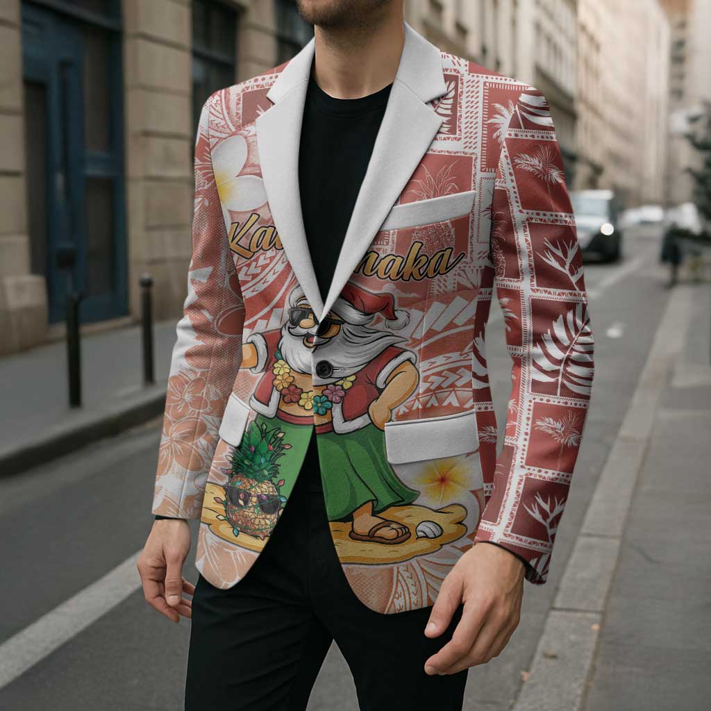 Hawaii Mele Kalikimaka Blazer Hula Santa Retro Style Red LT05 - Polynesian Pride