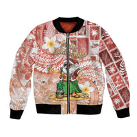 Hawaii Mele Kalikimaka Bomber Jacket Hula Santa Retro Style Red LT05 Unisex Red - Polynesian Pride