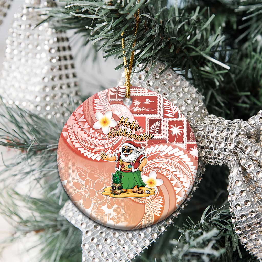 Hawaii Mele Kalikimaka Ceramic Ornament Hula Santa Retro Style Red LT05 - Polynesian Pride