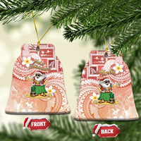 Hawaii Mele Kalikimaka Ceramic Ornament Hula Santa Retro Style Red LT05 Bell Flake Red - Polynesian Pride