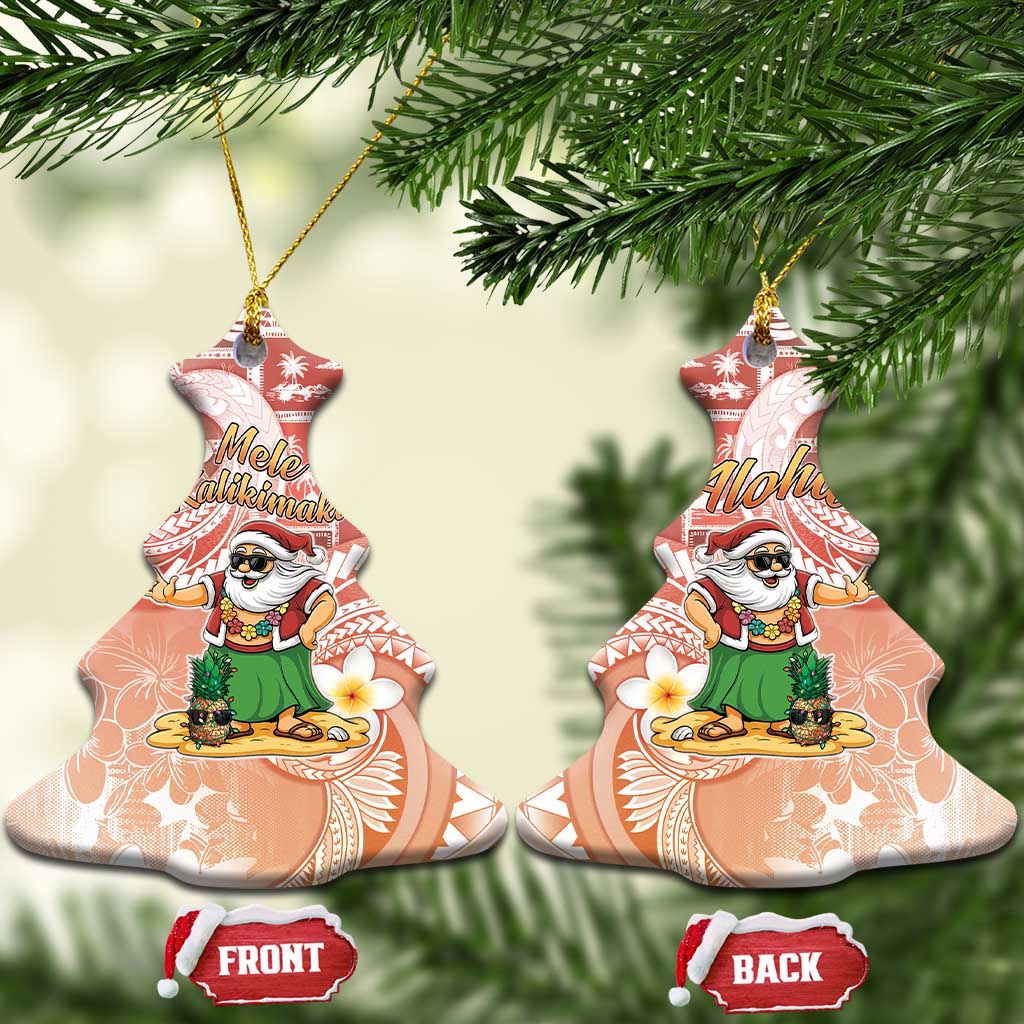 Hawaii Mele Kalikimaka Ceramic Ornament Hula Santa Retro Style Red LT05 Christmas Tree Red - Polynesian Pride