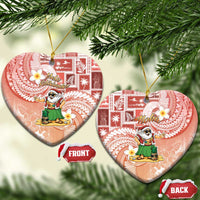 Hawaii Mele Kalikimaka Ceramic Ornament Hula Santa Retro Style Red LT05 Heart Red - Polynesian Pride