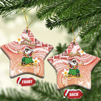 Hawaii Mele Kalikimaka Ceramic Ornament Hula Santa Retro Style Red LT05 Star Red - Polynesian Pride