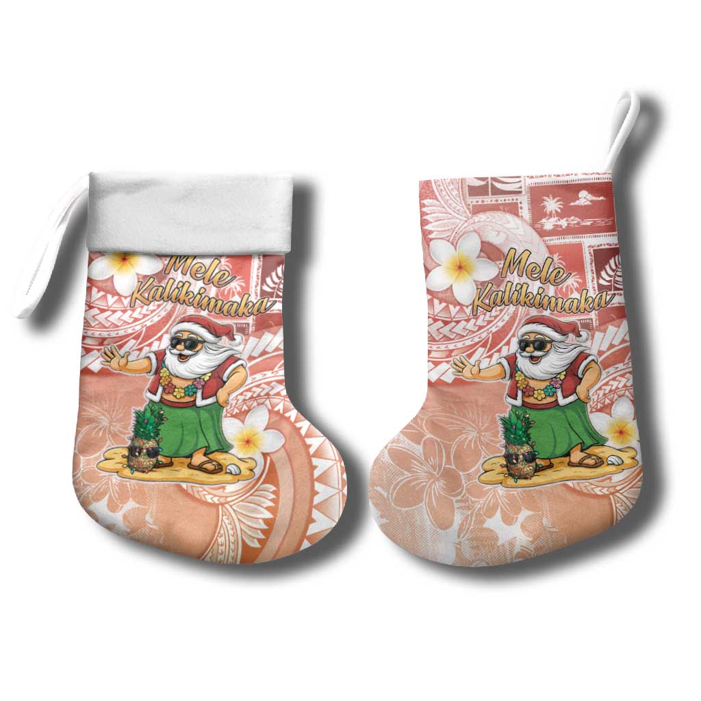 Hawaii Mele Kalikimaka Christmas Stocking Hula Santa Retro Style Red LT05 - Polynesian Pride
