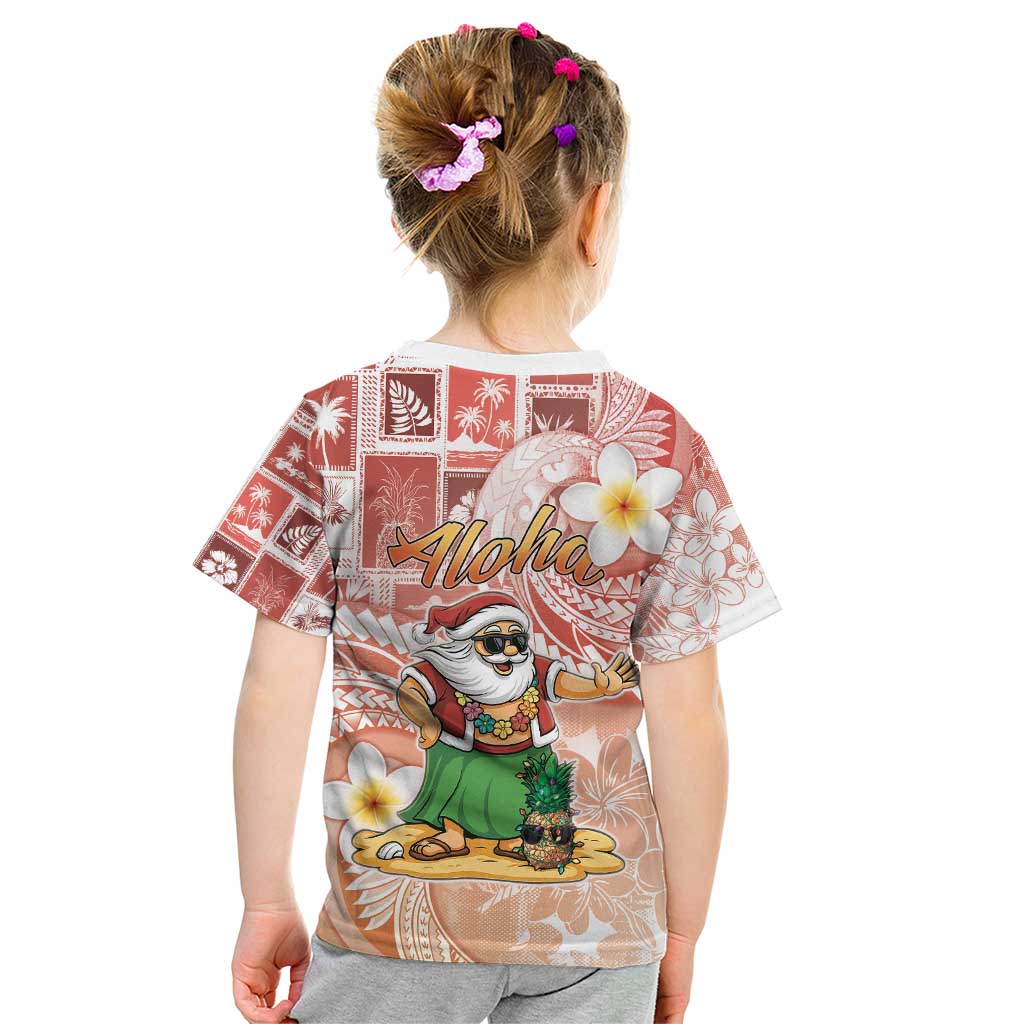 Hawaii Mele Kalikimaka Kid T Shirt Hula Santa Retro Style Red LT05 - Polynesian Pride