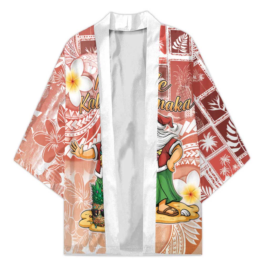 Hawaii Mele Kalikimaka Kimono Hula Santa Retro Style Red LT05 Unisex Red - Polynesian Pride