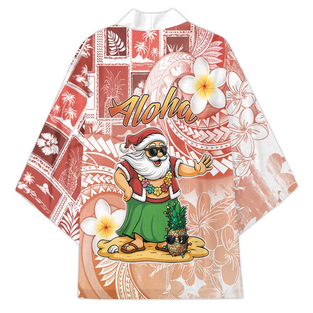 Hawaii Mele Kalikimaka Kimono Hula Santa Retro Style Red LT05 - Polynesian Pride