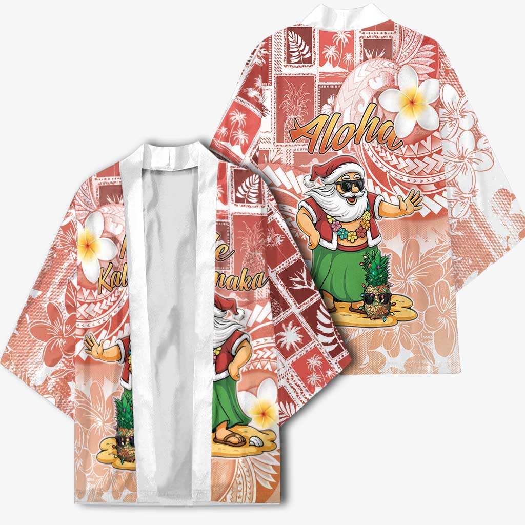 Hawaii Mele Kalikimaka Kimono Hula Santa Retro Style Red LT05 - Polynesian Pride