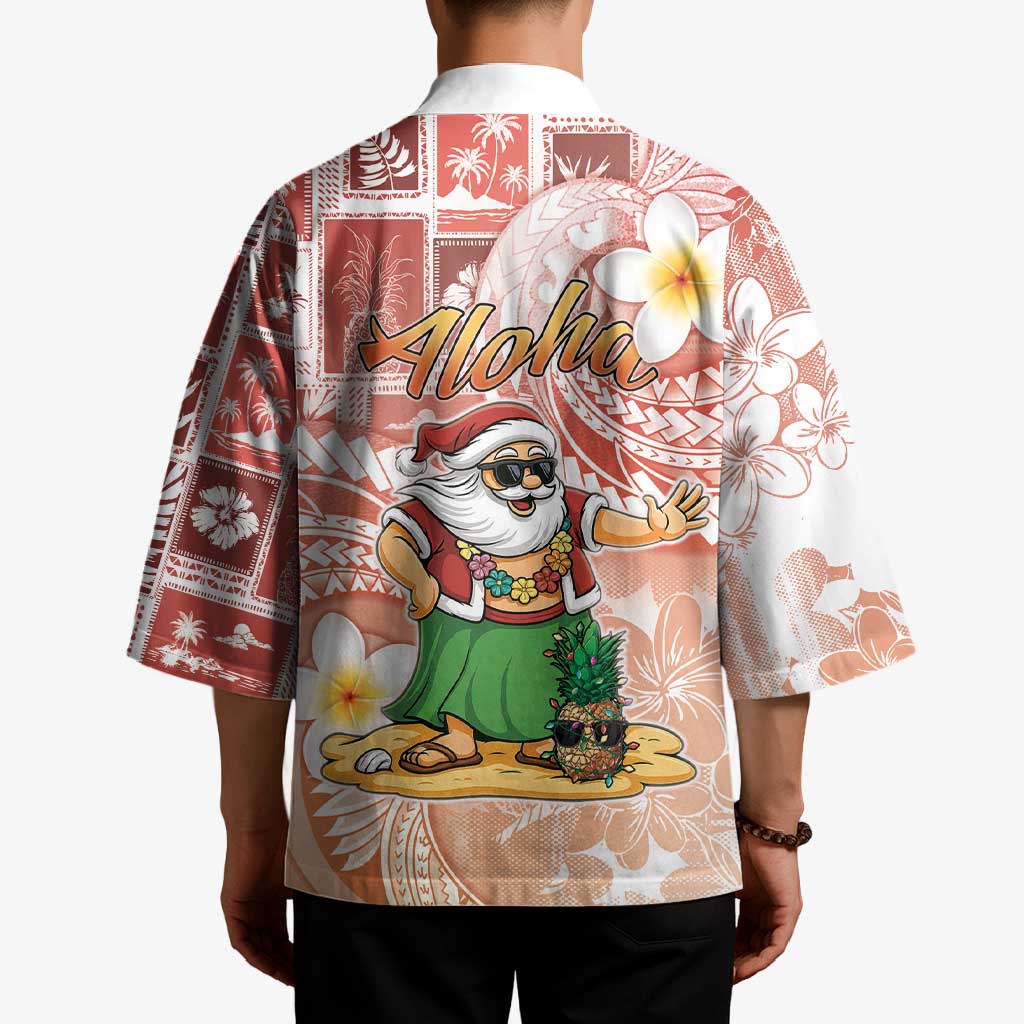Hawaii Mele Kalikimaka Kimono Hula Santa Retro Style Red LT05 - Polynesian Pride