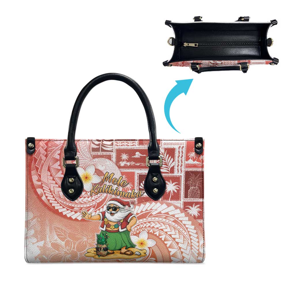 Hawaii Mele Kalikimaka Leather Bag Hula Santa Retro Style Red LT05 - Polynesian Pride