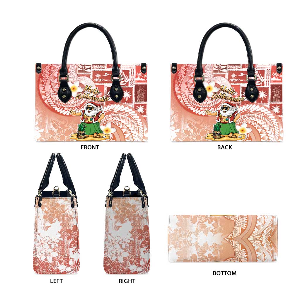 Hawaii Mele Kalikimaka Leather Bag Hula Santa Retro Style Red LT05 - Polynesian Pride