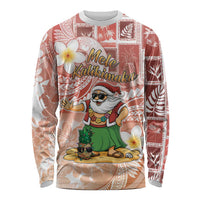Hawaii Mele Kalikimaka Long Sleeve Shirt Hula Santa Retro Style Red LT05 Unisex Red - Polynesian Pride