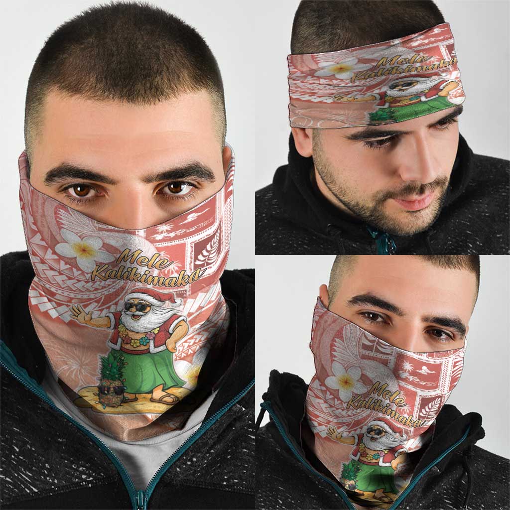 Hawaii Mele Kalikimaka Neck Gaiter Hula Santa Retro Style Red LT05 - Polynesian Pride