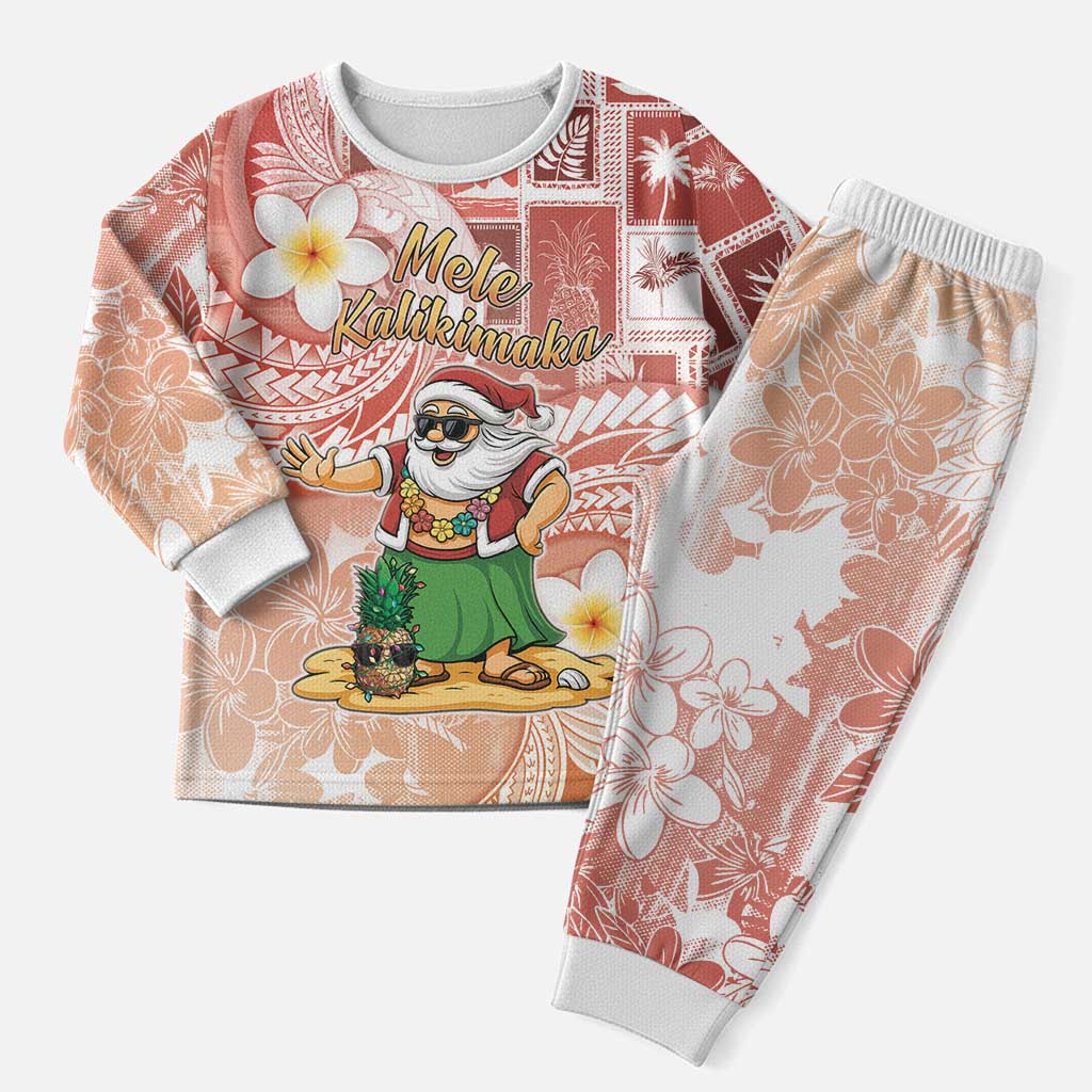 Hawaii Mele Kalikimaka Christmas Pajama Set Hula Santa Retro Style Red LT05 Men Red - Polynesian Pride