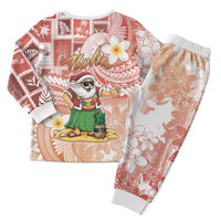 Hawaii Mele Kalikimaka Christmas Pajama Set Hula Santa Retro Style Red LT05 - Polynesian Pride