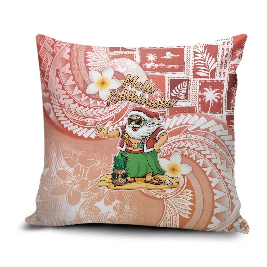 Hawaii Mele Kalikimaka Pillow Cover Hula Santa Retro Style Red LT05 Red - Polynesian Pride