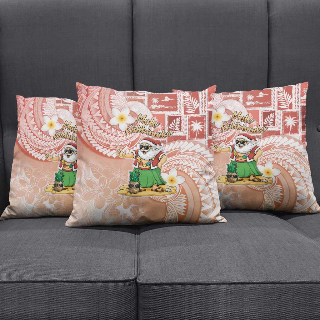 Hawaii Mele Kalikimaka Pillow Cover Hula Santa Retro Style Red LT05 - Polynesian Pride