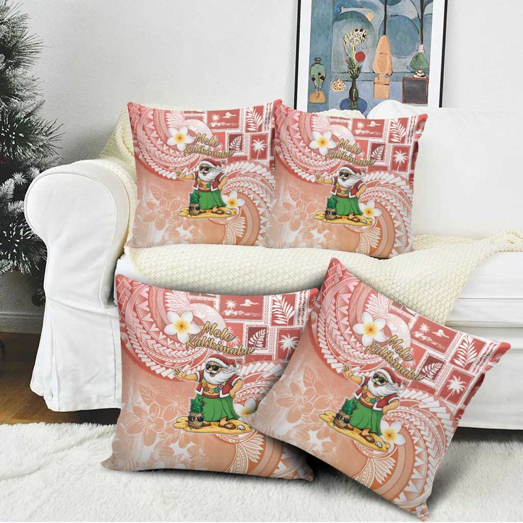 Hawaii Mele Kalikimaka Pillow Cover Hula Santa Retro Style Red LT05 - Polynesian Pride