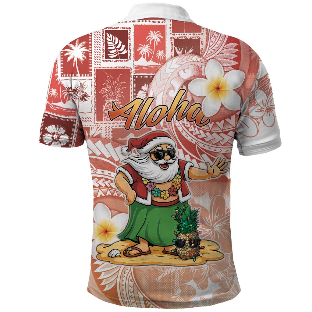 Hawaii Mele Kalikimaka Polo Shirt Hula Santa Retro Style Red LT05 - Polynesian Pride