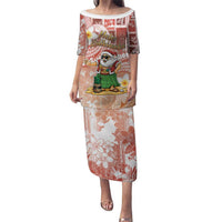 Hawaii Mele Kalikimaka Puletasi Hula Santa Retro Style Red LT05 Long Dress Red - Polynesian Pride