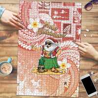 Hawaii Mele Kalikimaka Puzzle Hula Santa Retro Style Red LT05 Red - Polynesian Pride