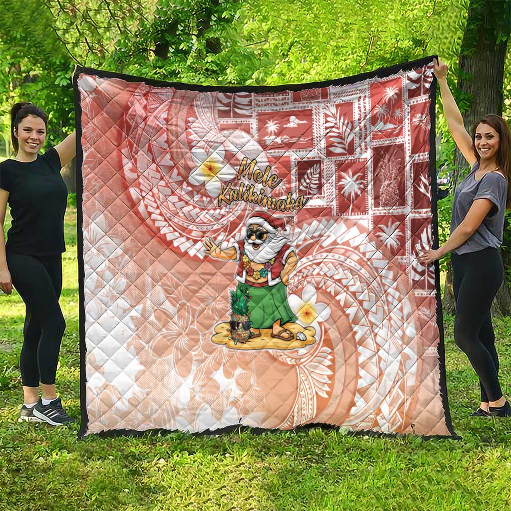 Hawaii Mele Kalikimaka Quilt Hula Santa Retro Style Red LT05 - Polynesian Pride