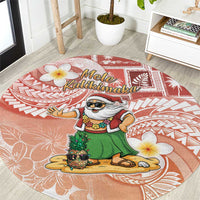 Hawaii Mele Kalikimaka Round Carpet Hula Santa Retro Style Red LT05 Red - Polynesian Pride