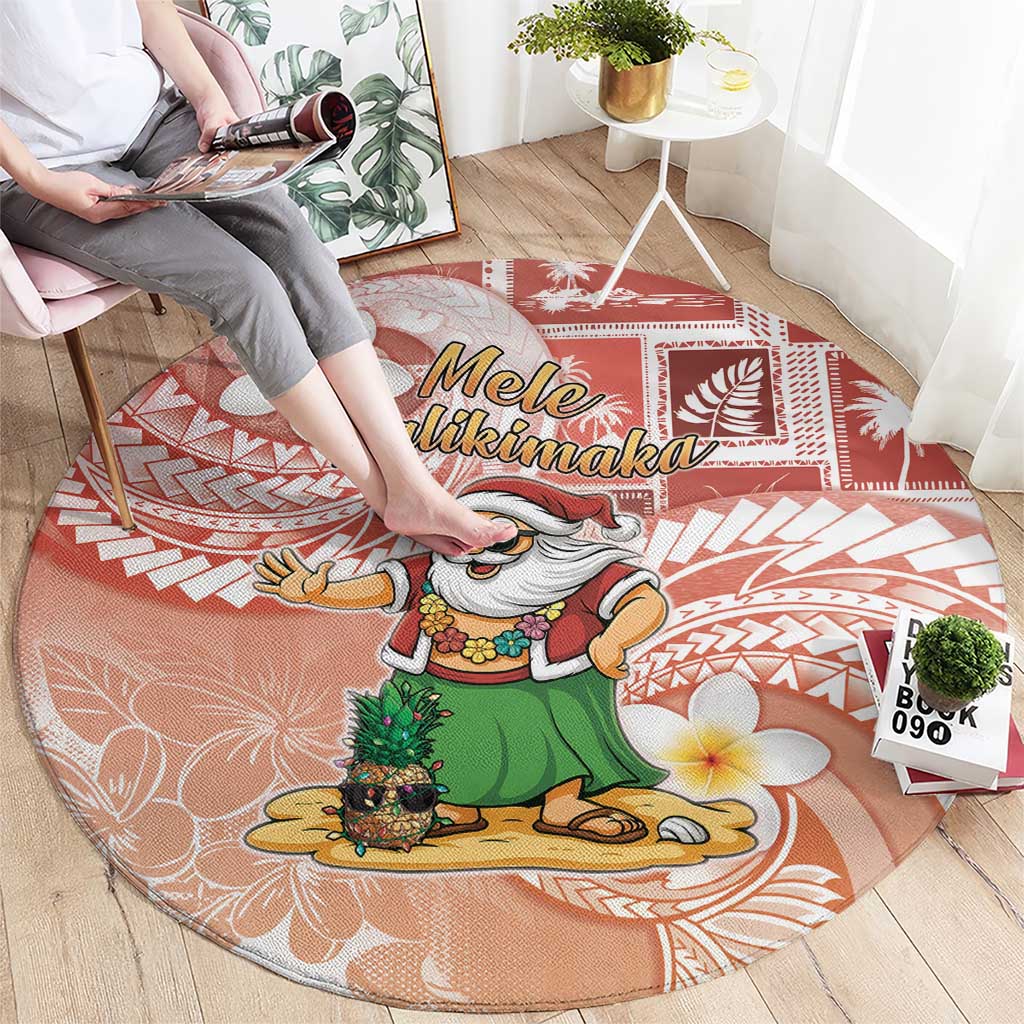 Hawaii Mele Kalikimaka Round Carpet Hula Santa Retro Style Red LT05 - Polynesian Pride