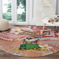 Hawaii Mele Kalikimaka Round Carpet Hula Santa Retro Style Red LT05 - Polynesian Pride