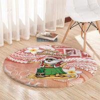 Hawaii Mele Kalikimaka Round Carpet Hula Santa Retro Style Red LT05 - Polynesian Pride