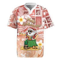 Hawaii Mele Kalikimaka Rugby Jersey Hula Santa Retro Style Red LT05 Red - Polynesian Pride