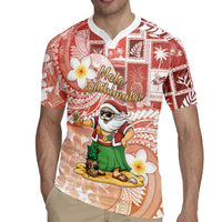 Hawaii Mele Kalikimaka Rugby Jersey Hula Santa Retro Style Red LT05 - Polynesian Pride